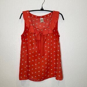 LC Lauren Conrad x Disney Sleeveless Tank Top Heart Print Blouse EUC Sz Sm